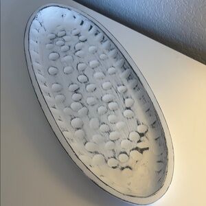 Textured Oval Wood Tray